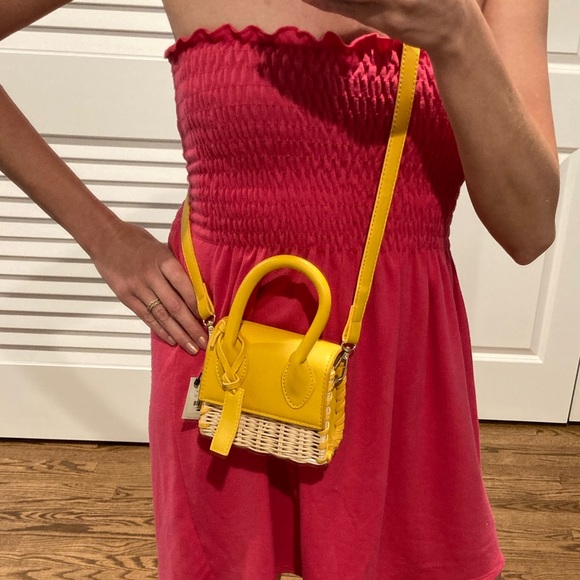 Mini Straw Crossbody Purse Yellow - Picture 5 of 11